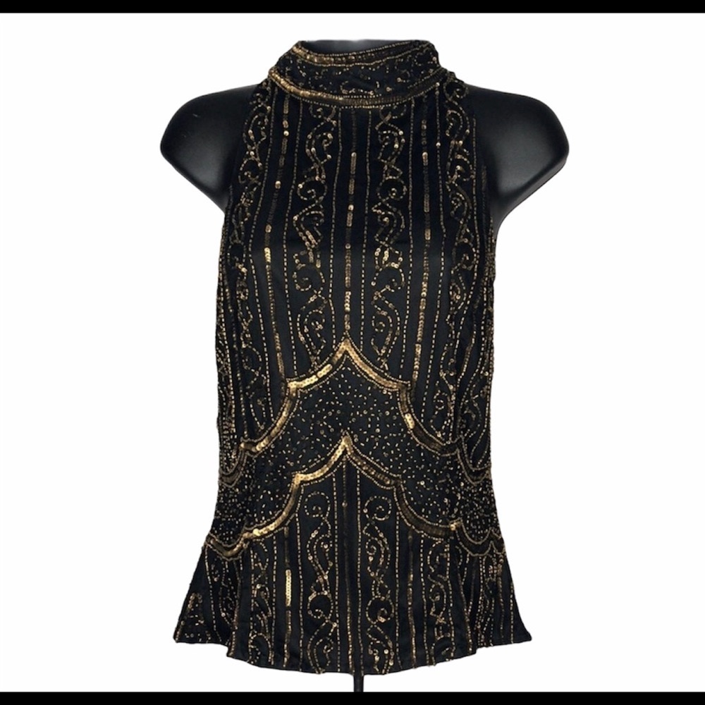 Mis Ami Beaded Sleeveless Sequin Top